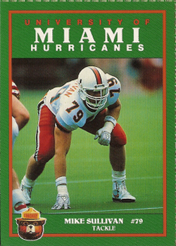 miami sullivan mike football hurricanes 1990 smokey bear